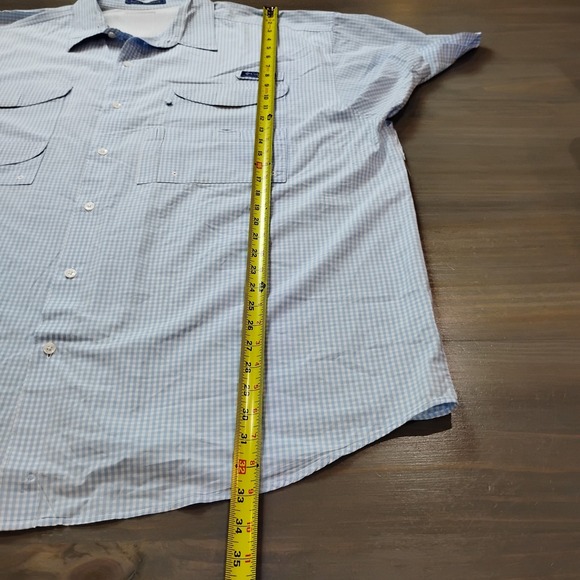 Columbia PFG Shirt Mens 4XL Big Blue Gingham Omni Shade Short Sleeve Fishing - Picture 9 of 14